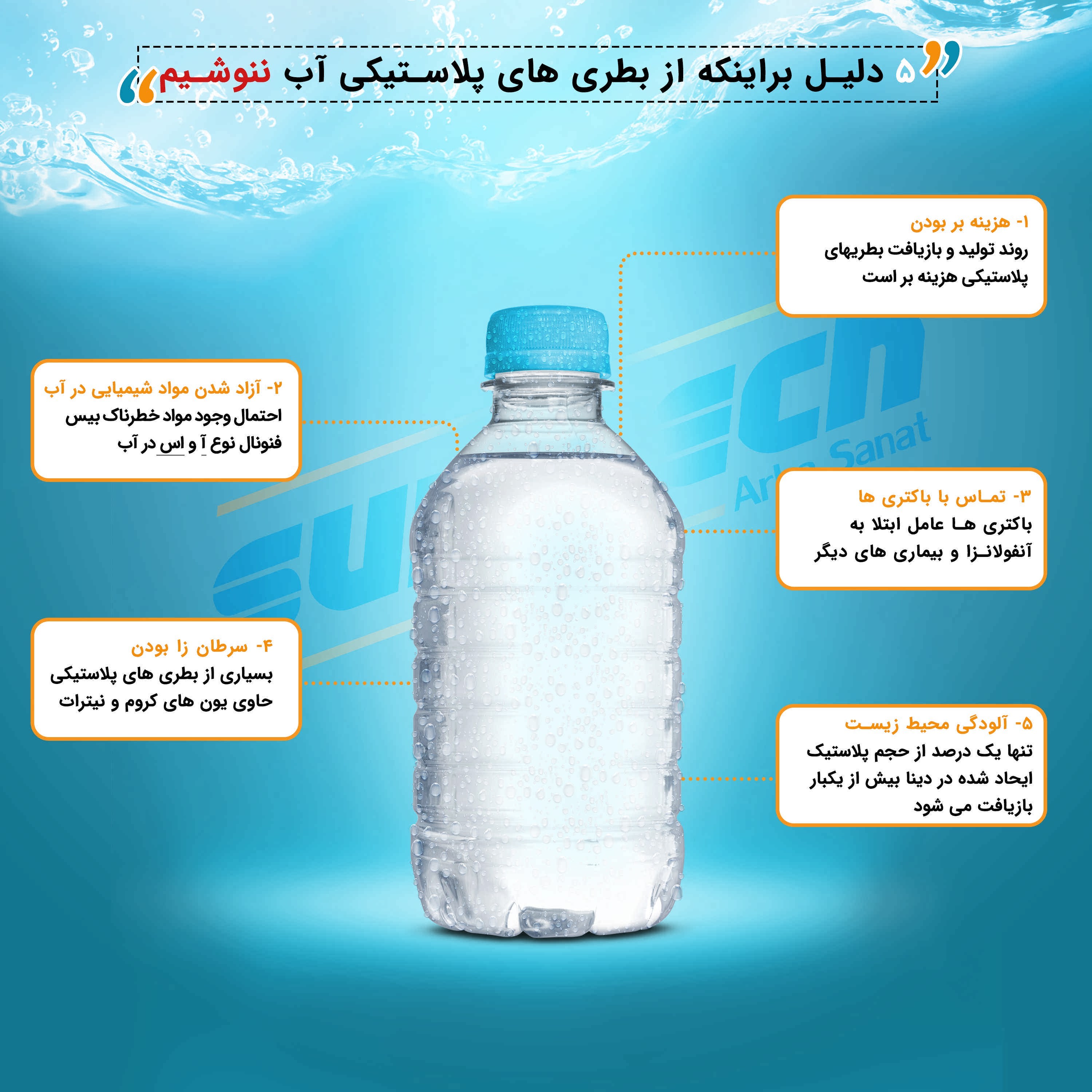 5 دلیل نخوردن آب از بطری پلاستیکی